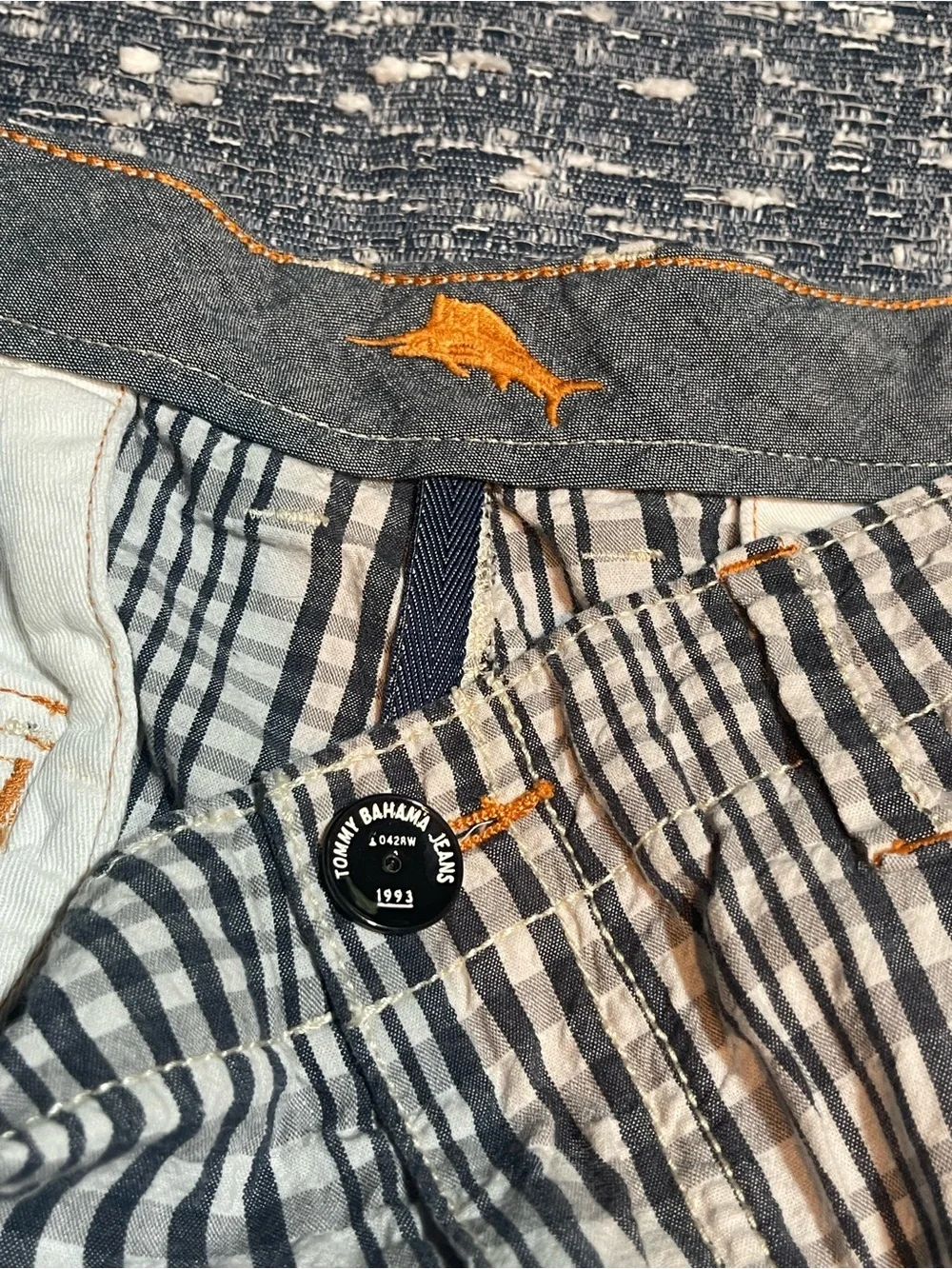 Tommy Bahama Men's Navy & White Striped Cargo Shorts